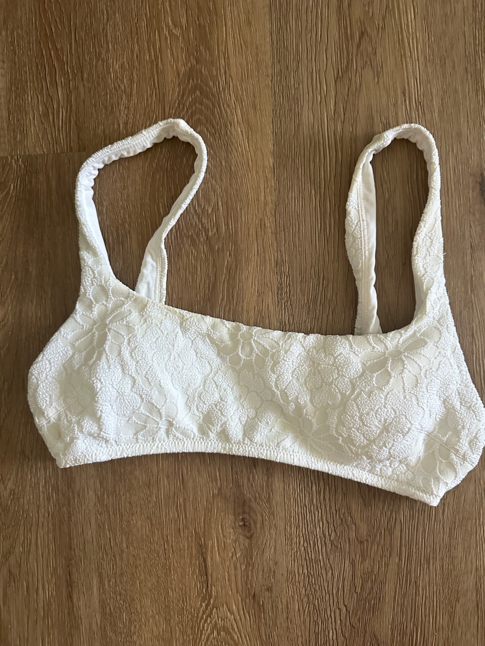 Aerie White Textured Bikini Top